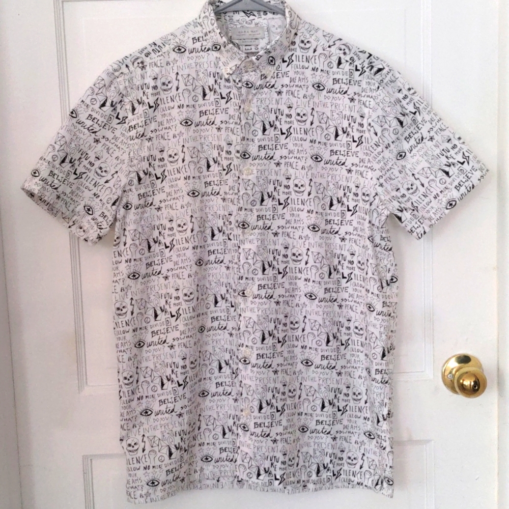 Zara Black/White Print Button Down